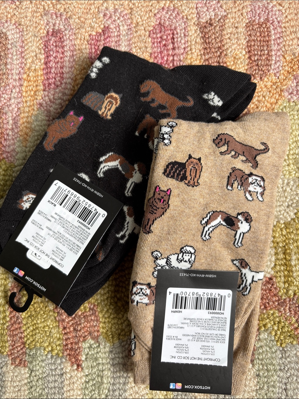 Pair Of Hotsox Women’s Dog Socks Nwt Black And Hemp Colors Bulldogs Poodles More — image 7 of 8